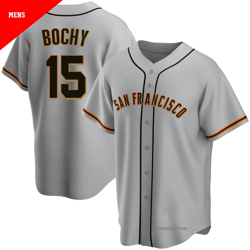 Men's ＃15 Bruce Bochy San Francisco Giants Gray Replica Road Jersey