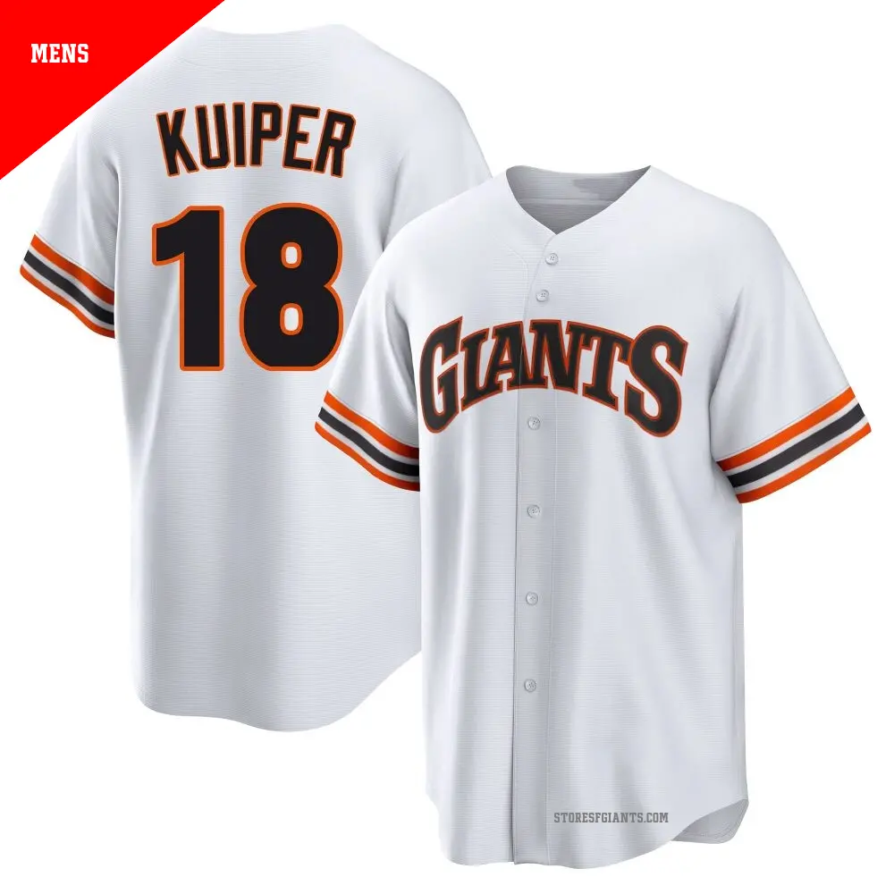 Men's ＃18 Duane Kuiper San Francisco Giants White Limited Throwback Cooperstown Collection Jersey