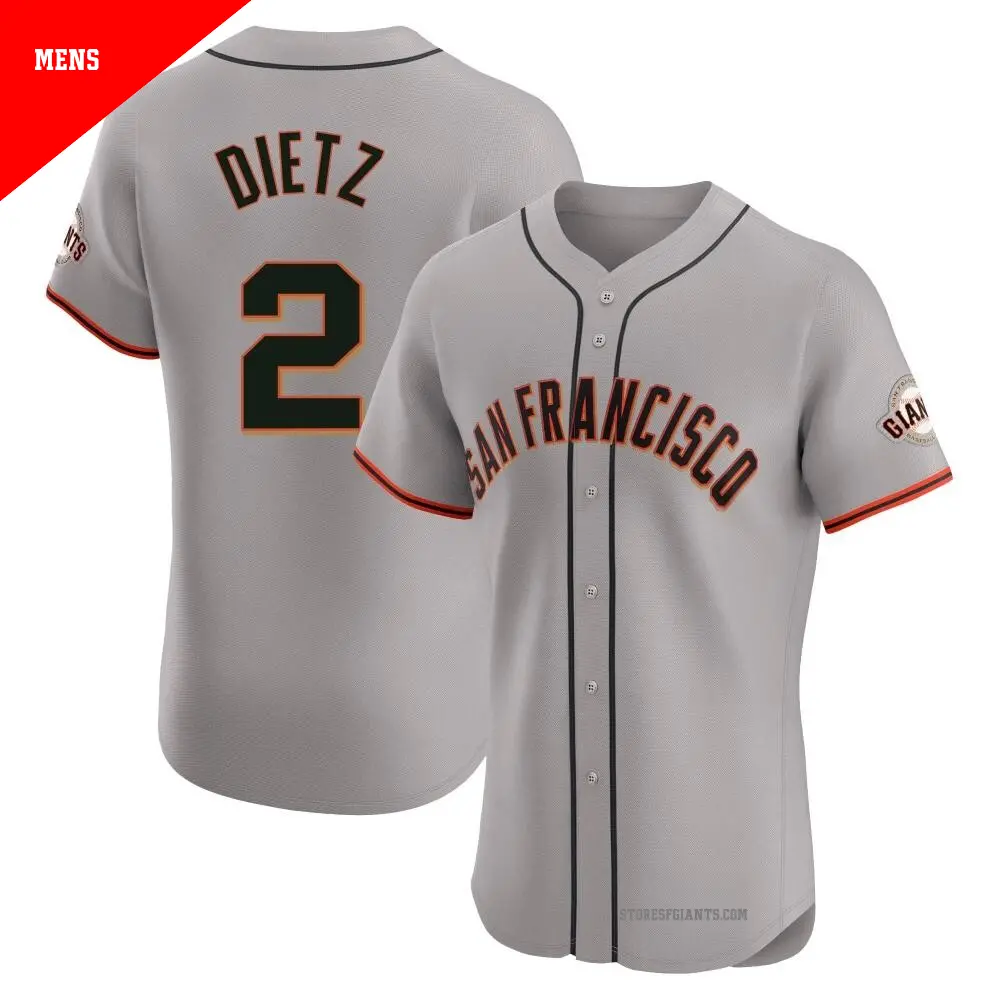 Men's ＃2 Dick Dietz San Francisco Giants Gray Elite Road Jersey