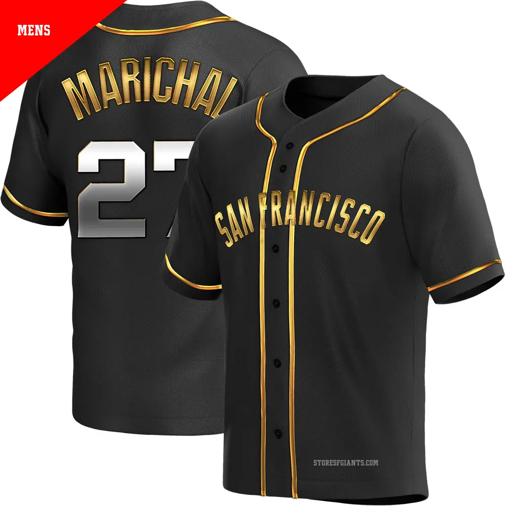 Men's ＃27 Juan Marichal San Francisco Giants Gold Replica Black en Alternate Jersey