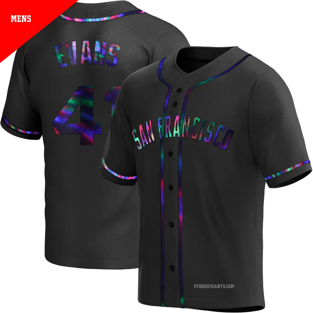 Men's ＃41 Darrell Evans San Francisco Giants Black Replica Holographic Alternate Jersey
