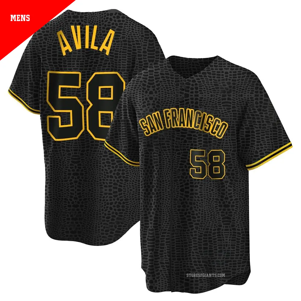 Men's ＃58 Nick Avila San Francisco Giants Black Replica Snake Skin City Jersey
