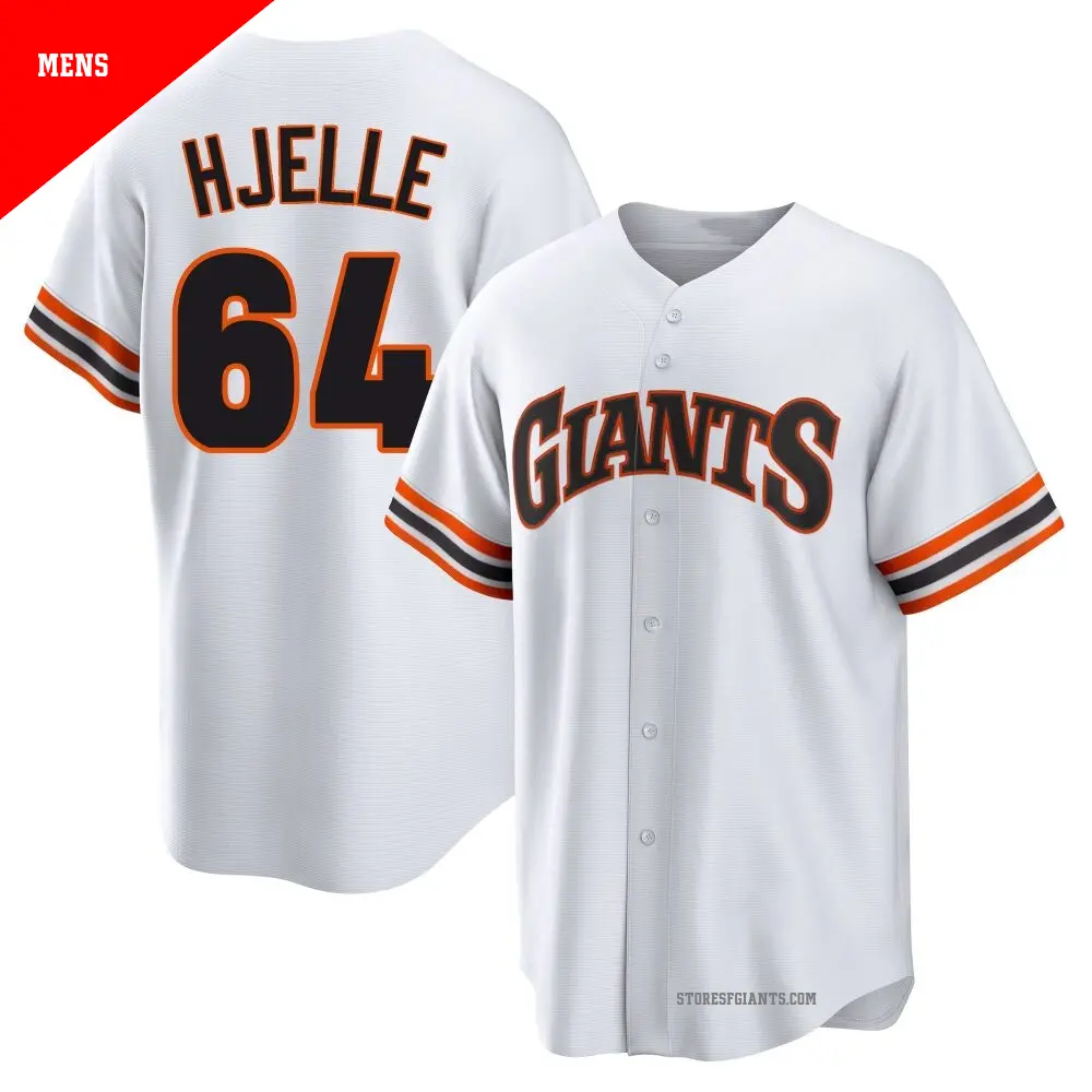 Men's ＃64 Sean Hjelle San Francisco Giants White Limited Throwback Cooperstown Collection Jersey