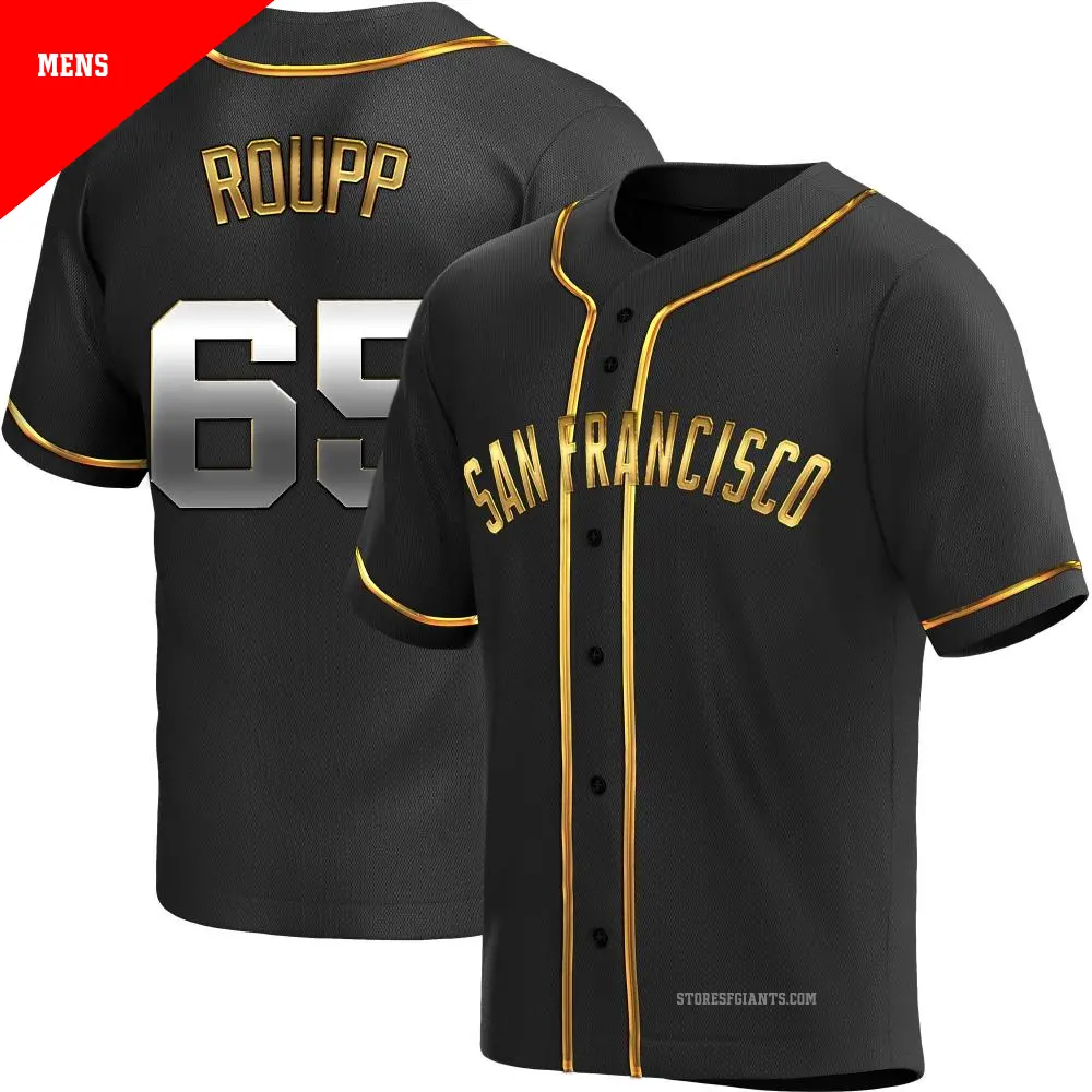 Men's ＃65 Landen Roupp San Francisco Giants Gold Replica Black en Alternate Jersey