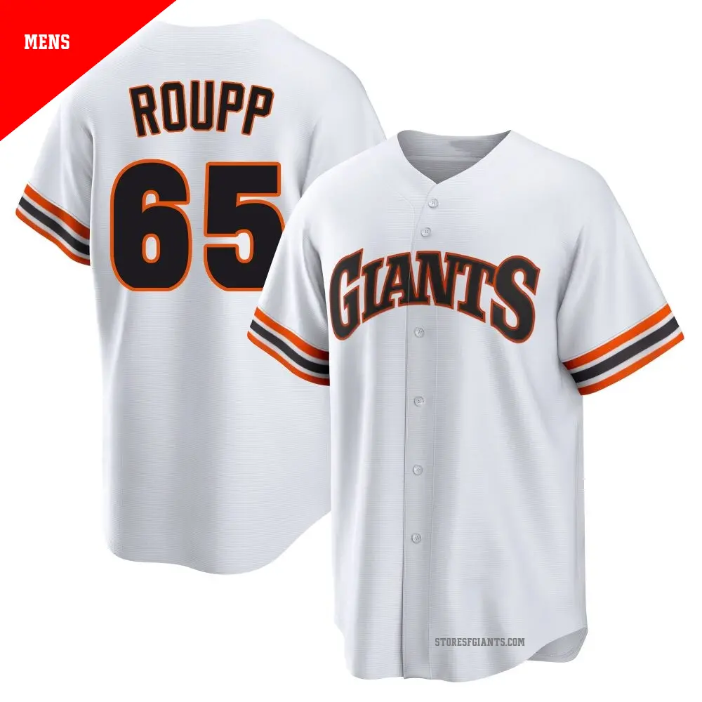 Men's ＃65 Landen Roupp San Francisco Giants White Limited Throwback Cooperstown Collection Jersey