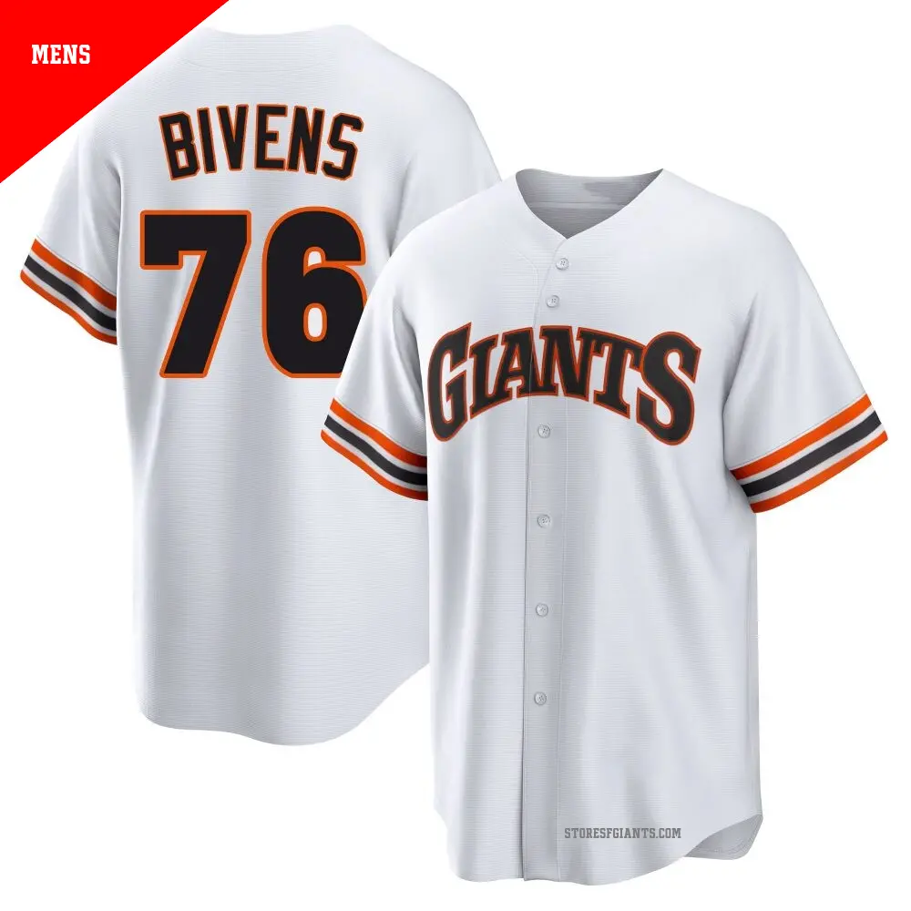 Men's ＃76 Spencer Bivens San Francisco Giants White Limited Throwback Cooperstown Collection Jersey