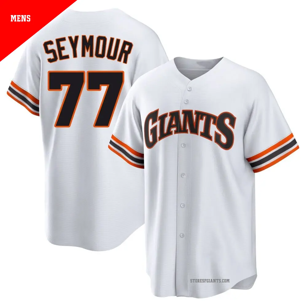 Men's ＃77 Carson Seymour San Francisco Giants White Limited Throwback Cooperstown Collection Jersey