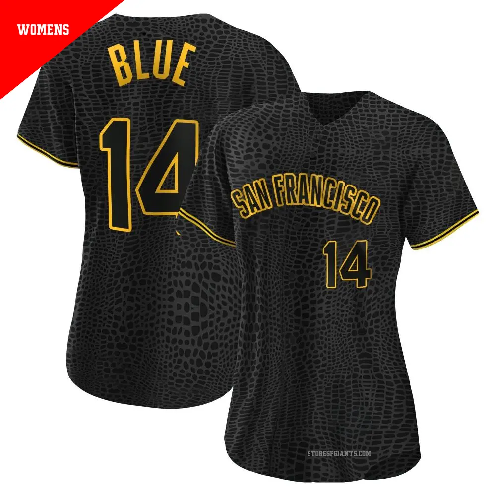 Women's ＃14 Vida Blue San Francisco Giants Blue Authentic Black Snake Skin City Jersey