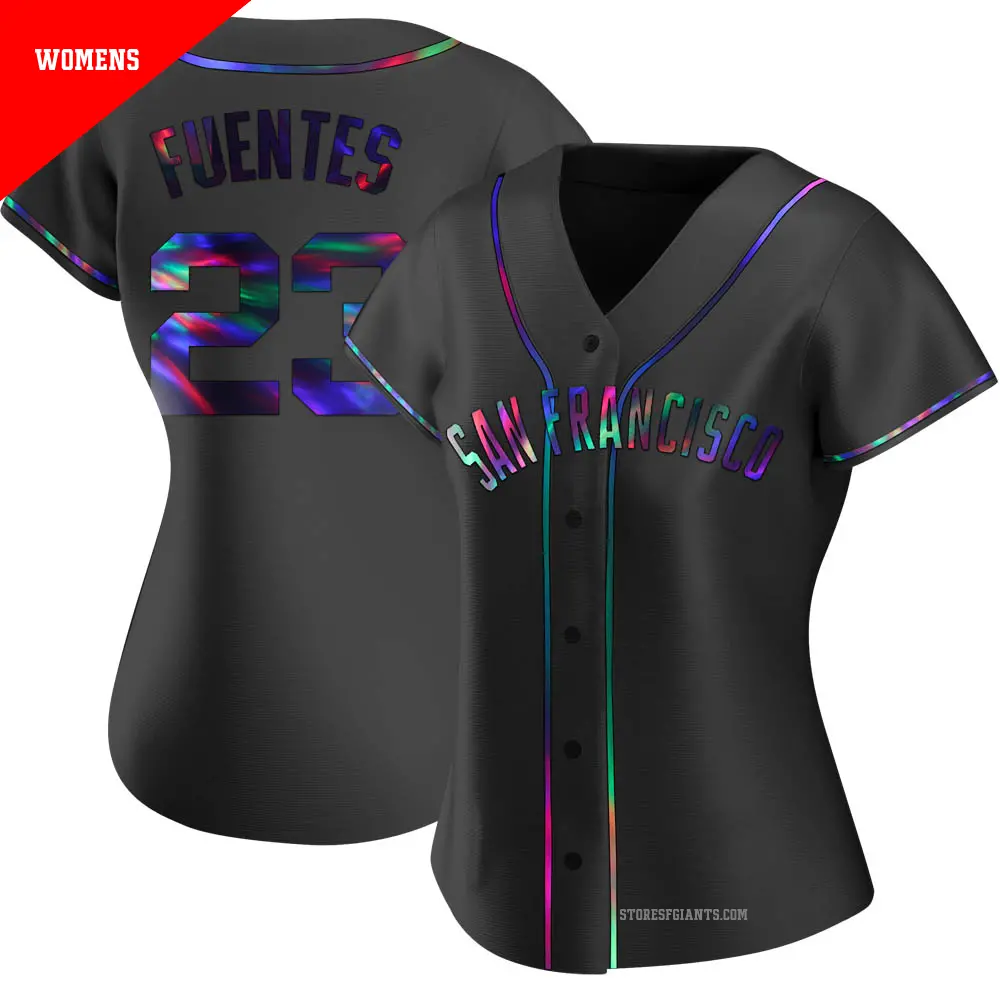 Women's ＃23 Tito Fuentes San Francisco Giants Black Replica Holographic Alternate Jersey