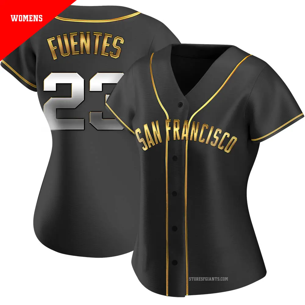 Women's ＃23 Tito Fuentes San Francisco Giants Gold Replica Black en Alternate Jersey