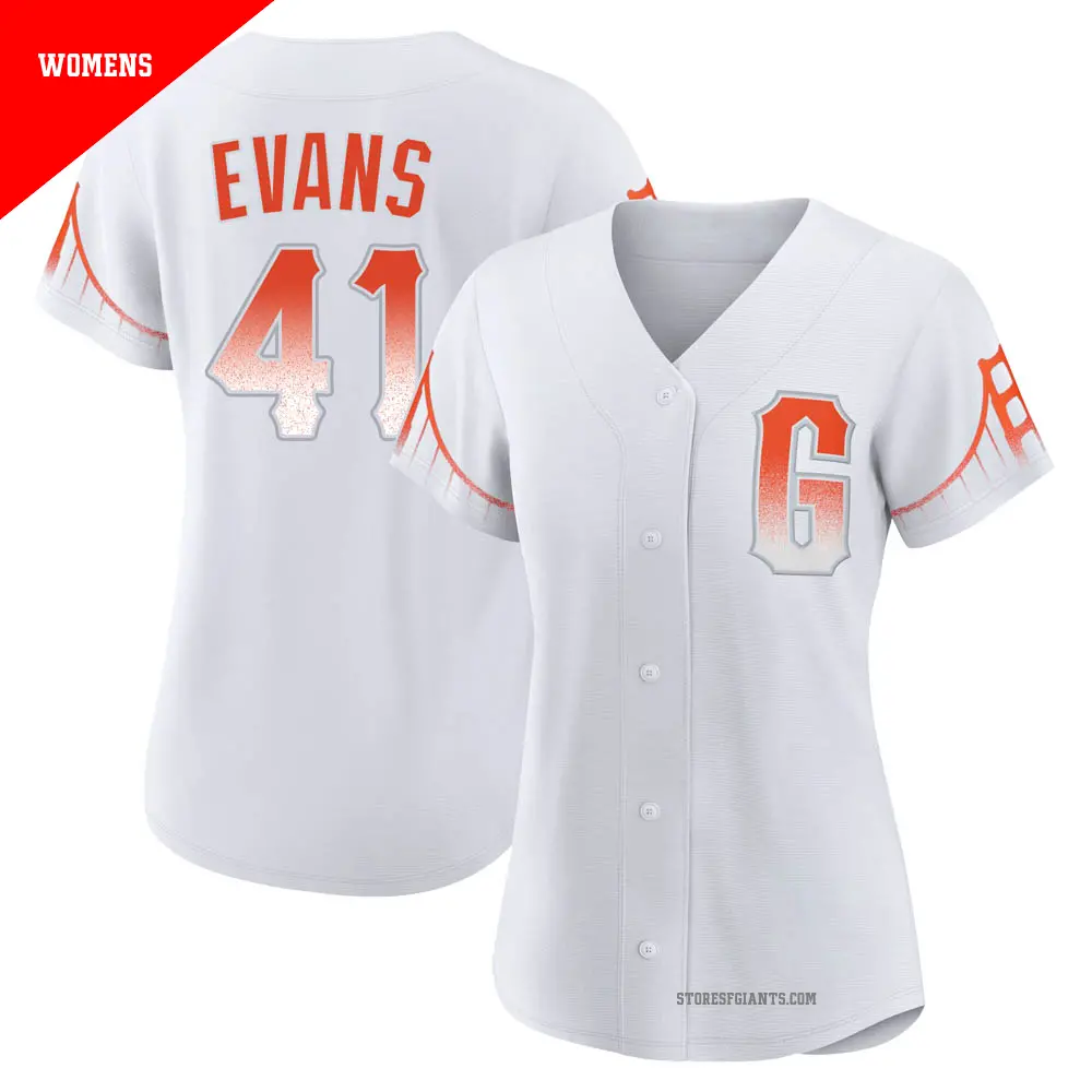 Women's ＃41 Darrell Evans San Francisco Giants White Authentic 2021 City Connect Jersey