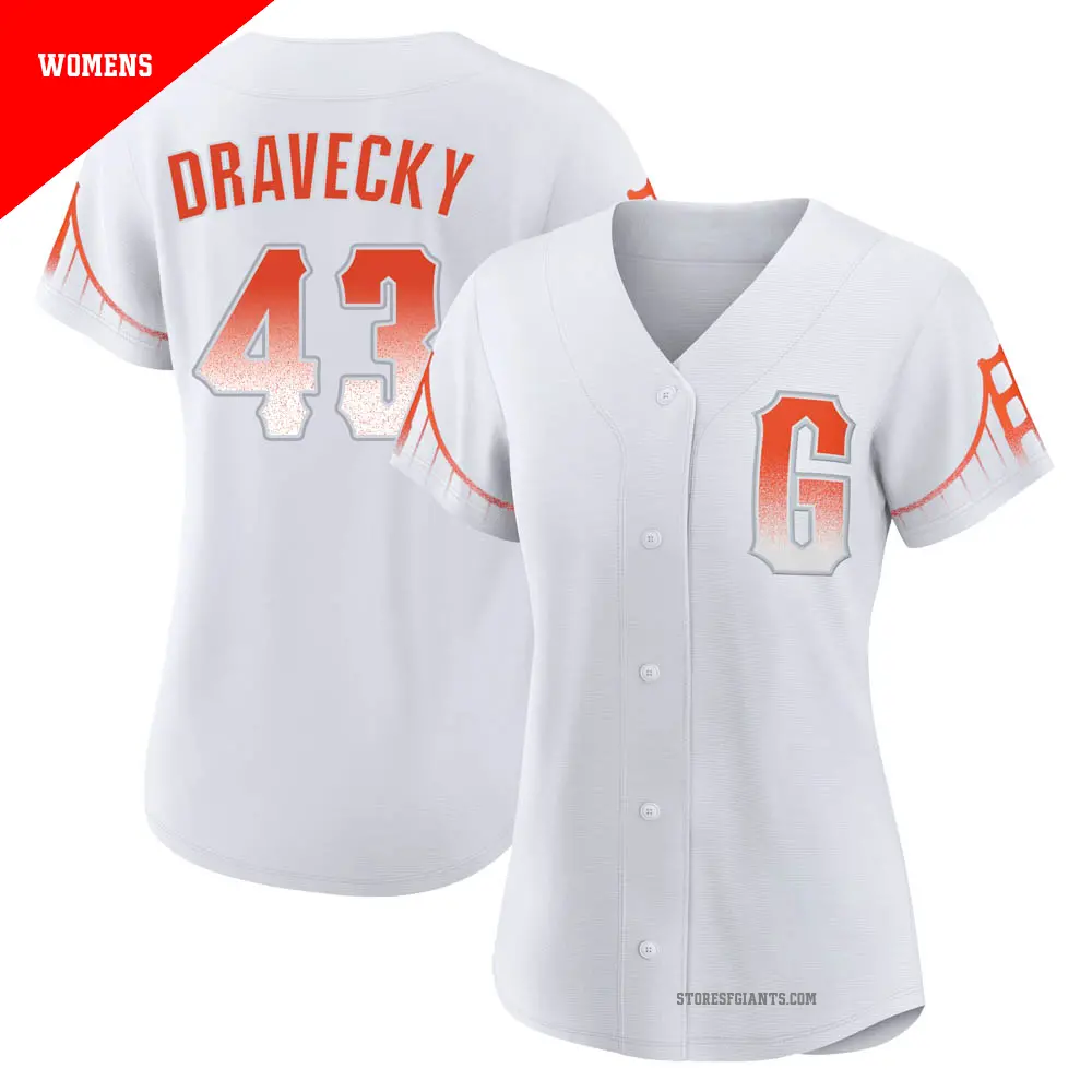 Women's ＃43 Dave Dravecky San Francisco Giants White Authentic 2021 City Connect Jersey