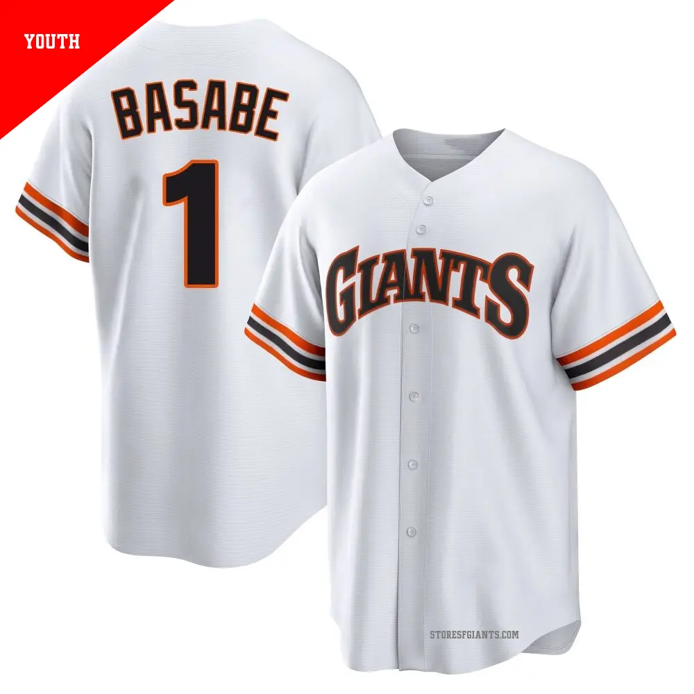 Youth ＃1 Osleivis Basabe San Francisco Giants White Limited Throwback Cooperstown Collection Jersey