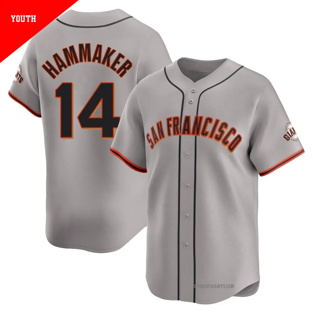 Youth ＃14 Atlee Hammaker San Francisco Giants Gray Limited Away Jersey