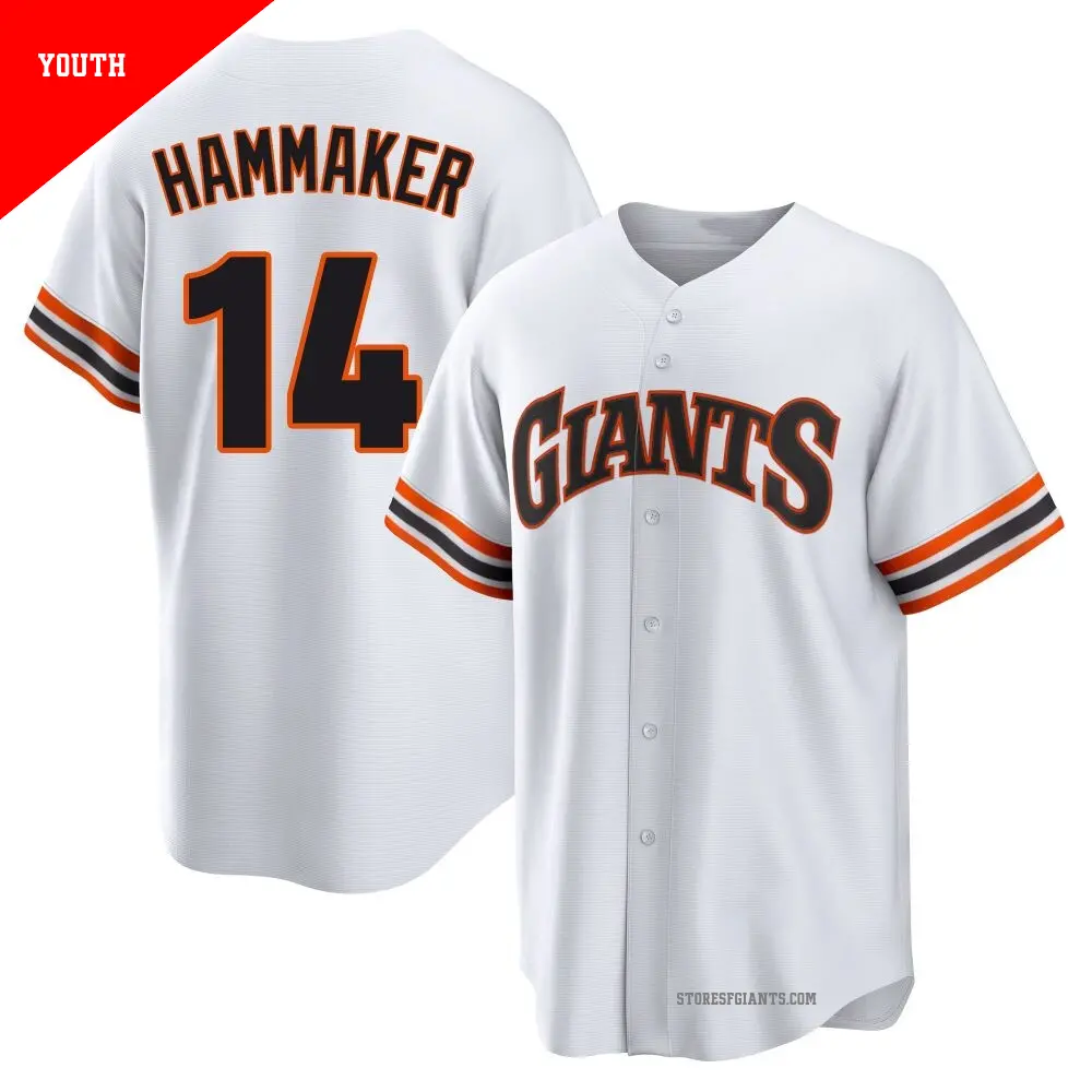 Youth ＃14 Atlee Hammaker San Francisco Giants White Limited Throwback Cooperstown Collection Jersey