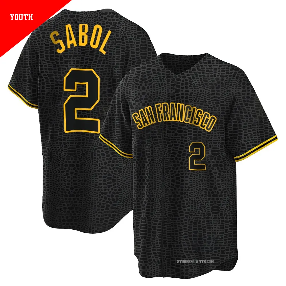 Youth ＃2 Blake Sabol San Francisco Giants Black Replica Snake Skin City Jersey