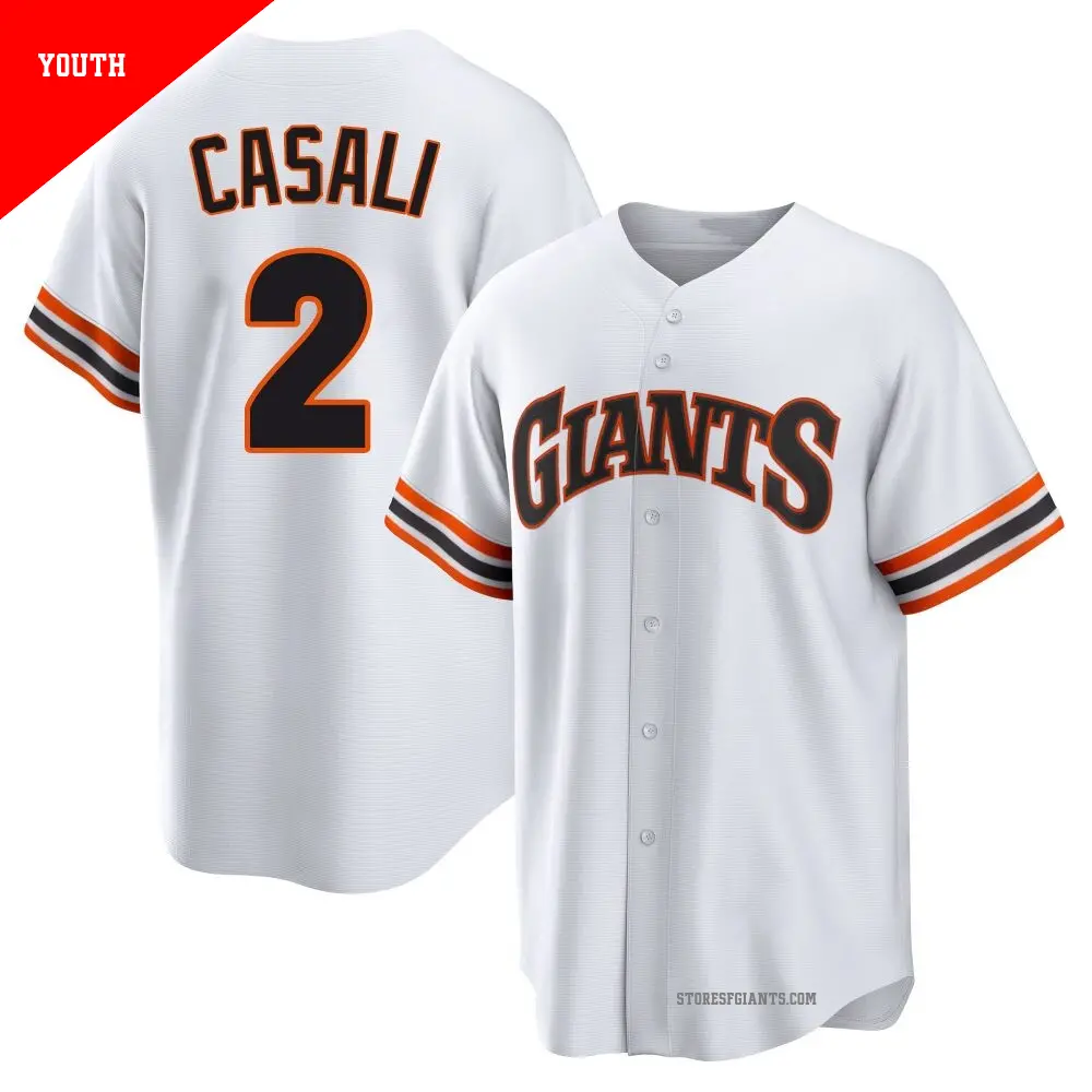 Youth ＃2 Curt Casali San Francisco Giants White Limited Throwback Cooperstown Collection Jersey