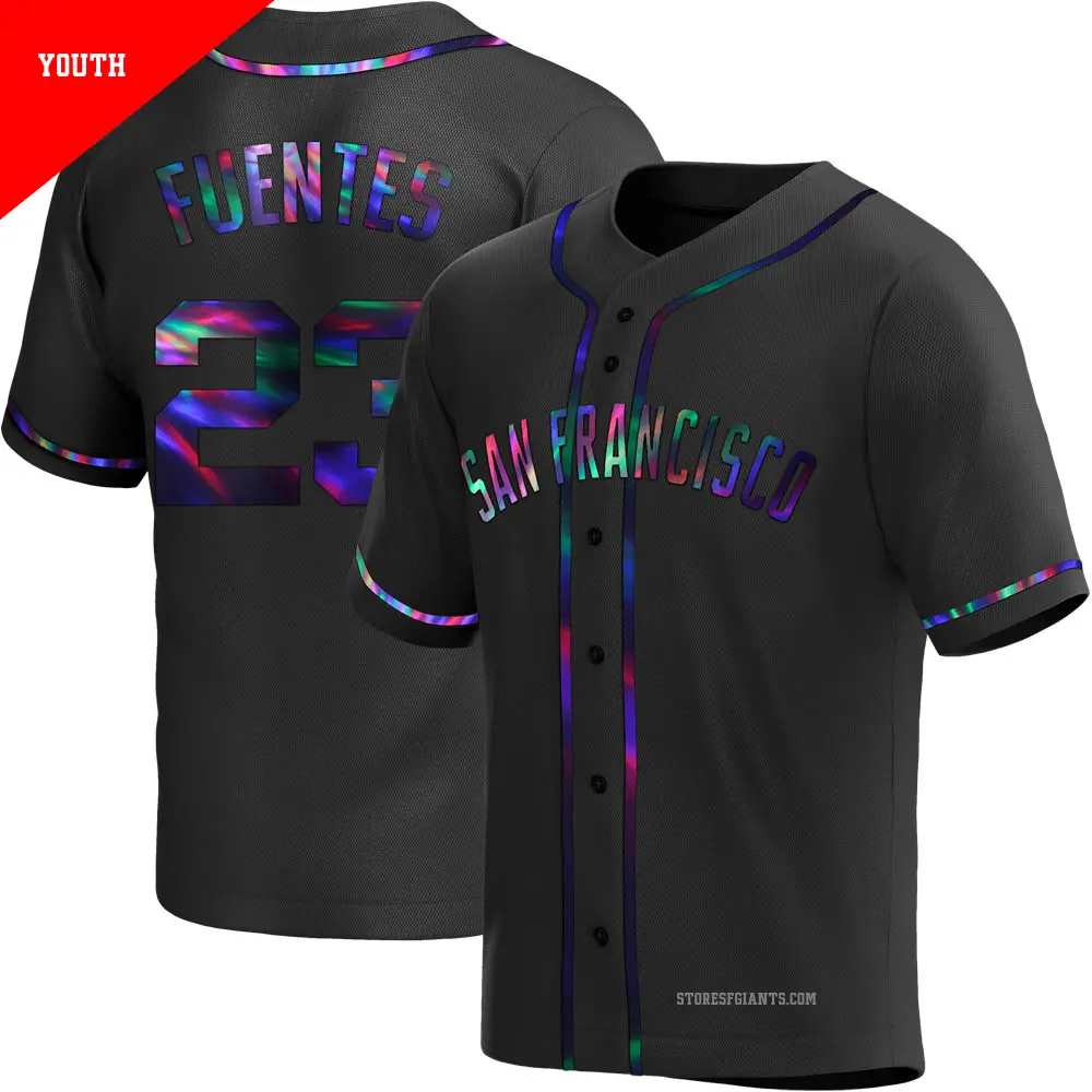 Youth ＃23 Tito Fuentes San Francisco Giants Black Replica Holographic Alternate Jersey