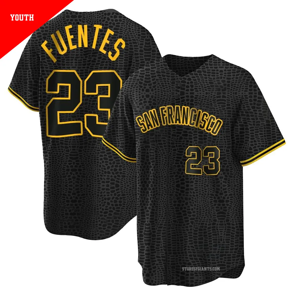 Youth ＃23 Tito Fuentes San Francisco Giants Black Replica Snake Skin City Jersey