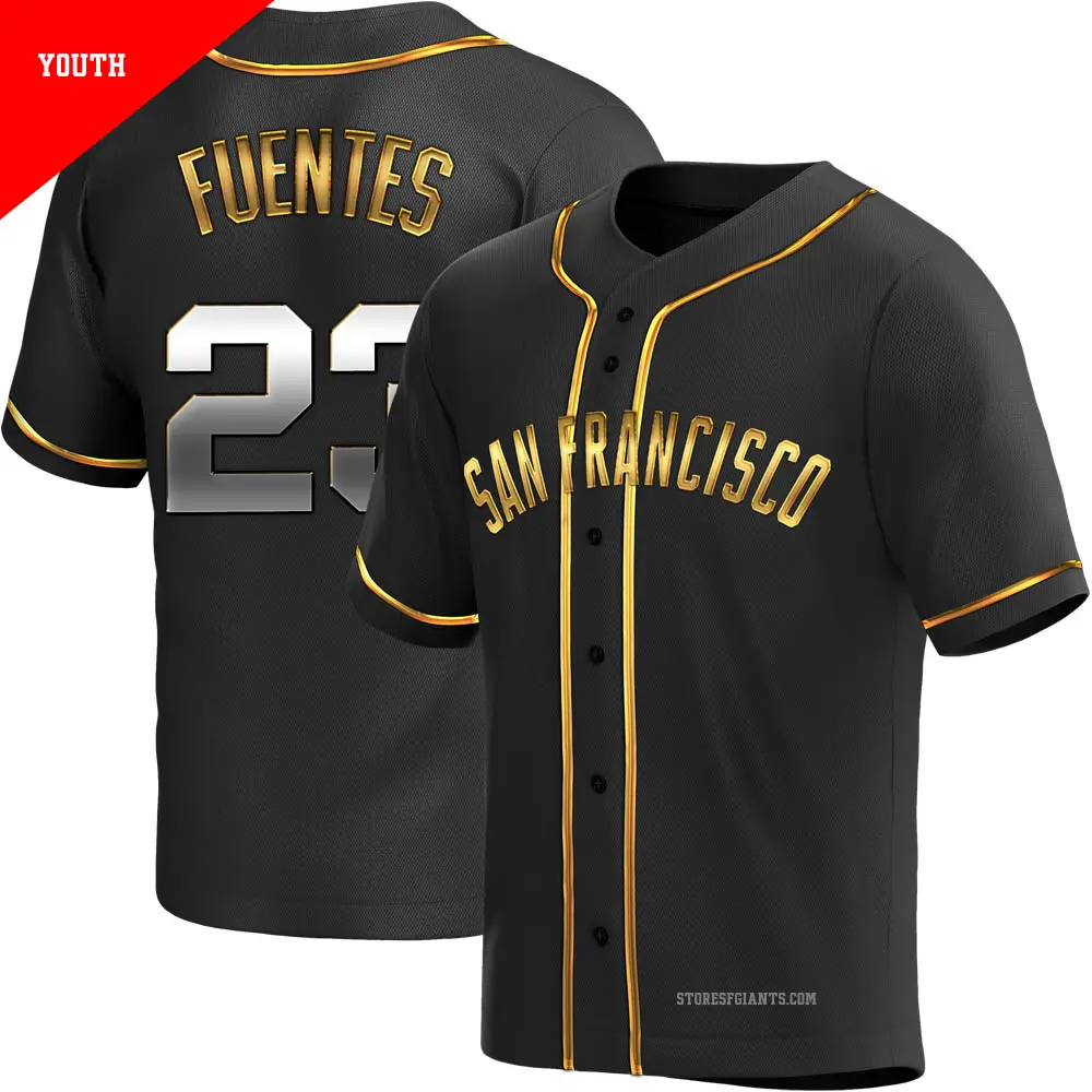 Youth ＃23 Tito Fuentes San Francisco Giants Gold Replica Black en Alternate Jersey