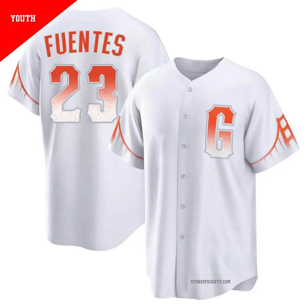 Youth ＃23 Tito Fuentes San Francisco Giants White Replica 2021 City Connect Jersey
