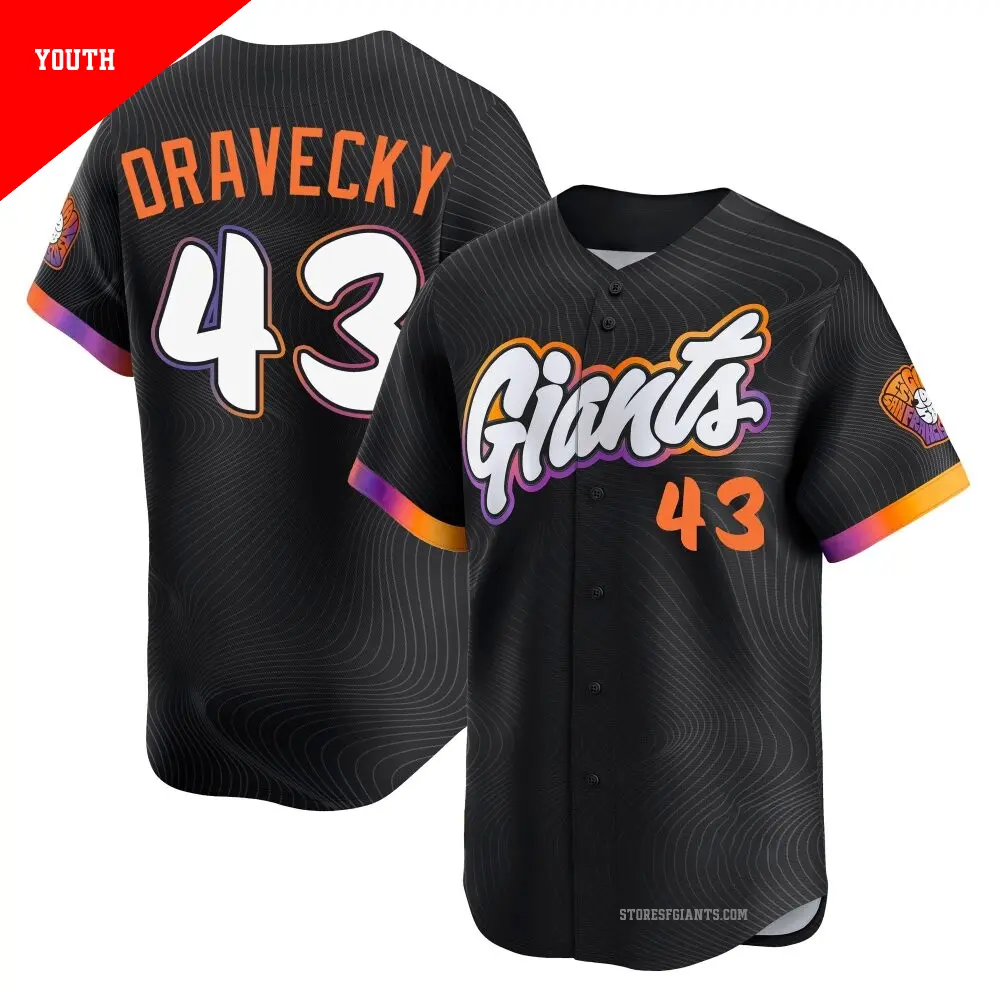Youth ＃43 Dave Dravecky San Francisco Giants Anthracite Limited 2025 City Connect Jersey