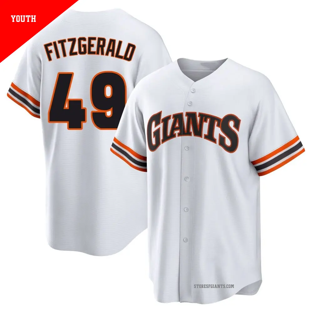 Youth ＃49 Tyler Fitzgerald San Francisco Giants White Limited Throwback Cooperstown Collection Jersey