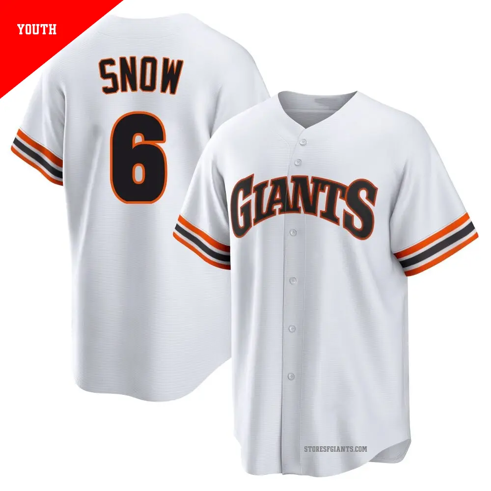 Youth ＃6 J.t. Snow San Francisco Giants White Limited Throwback Cooperstown Collection Jersey