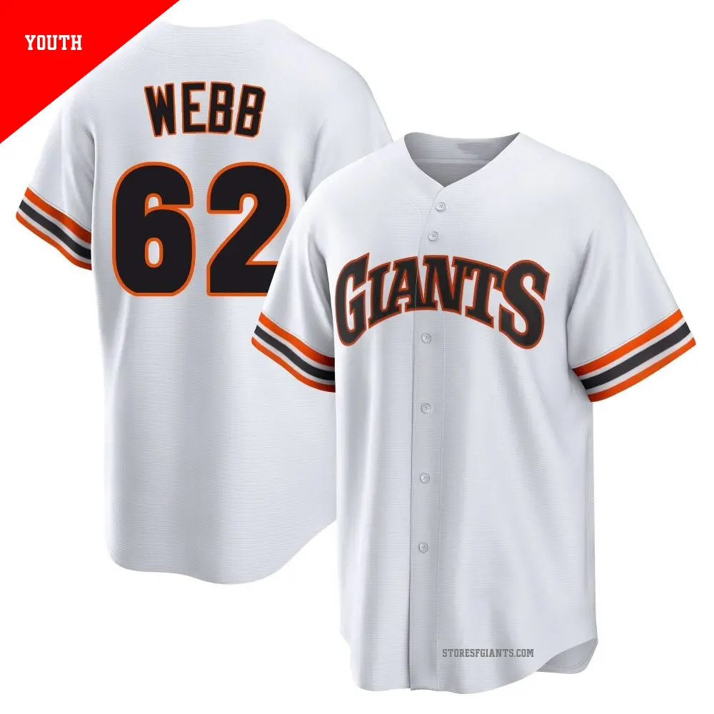 Youth ＃62 Logan Webb San Francisco Giants White Limited Throwback Cooperstown Collection Jersey