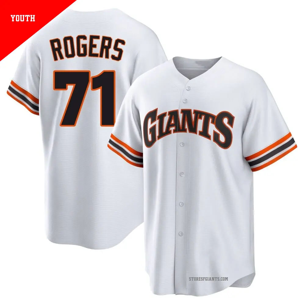 Youth ＃71 Tyler Rogers San Francisco Giants White Limited Throwback Cooperstown Collection Jersey